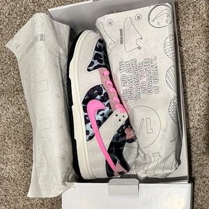 Nike by You Custom Dunks Grey/Black Velvet Cheetah w/Pink and White Accents